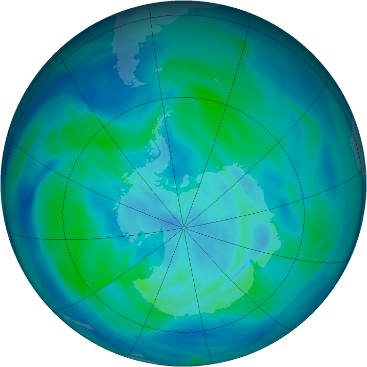 Antarctic ozone map for 23 March 2008